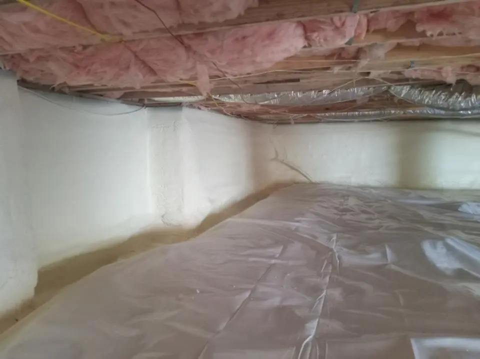 Crawl space encapsulation with closed-cell spray foam for Attic Insulation in Longmeadow
